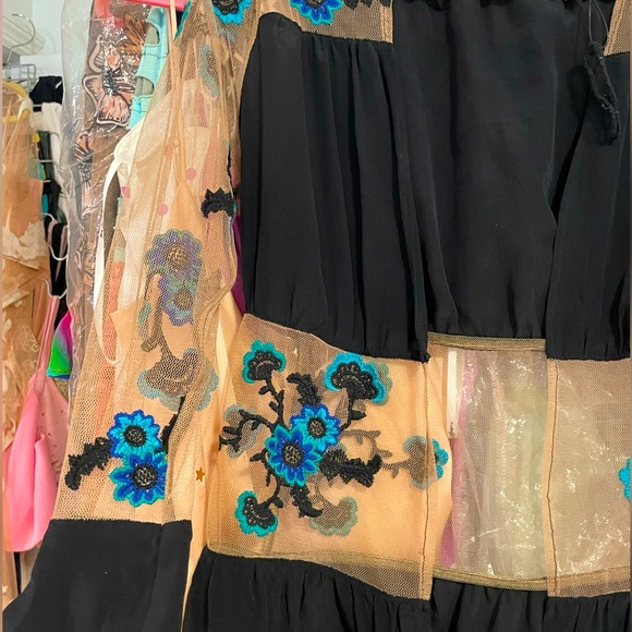 For Love and Lemons Darla Silk Robe in Aqua - Picture 3 of 3